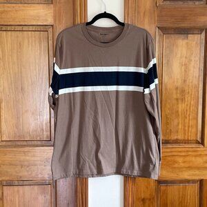 Old Navy Brown White and Navy Long-Sleeve Knit Shirt Size XL